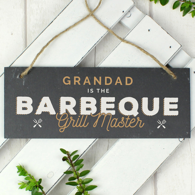 Personalised "Barbeque Grill Master" Printed Hanging Slate Plaque