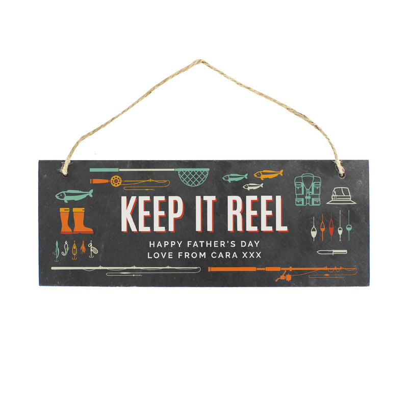 Personalised "Keep It Reel" Printed Hanging Slate Plaque