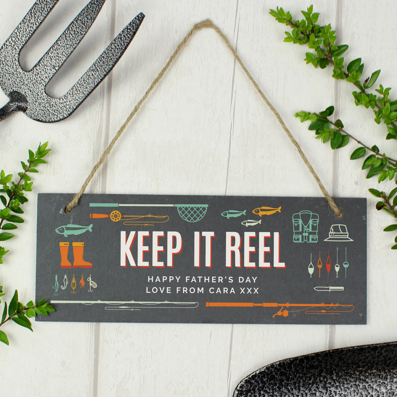 Personalised "Keep It Reel" Printed Hanging Slate Plaque