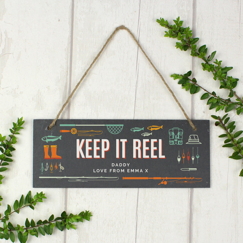 Personalised "Keep It Reel" Printed Hanging Slate Plaque
