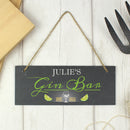 Personalised "Gin Bar" Printed Hanging Slate Plaque