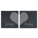 Personalised Two Hearts Slate Coaster Set