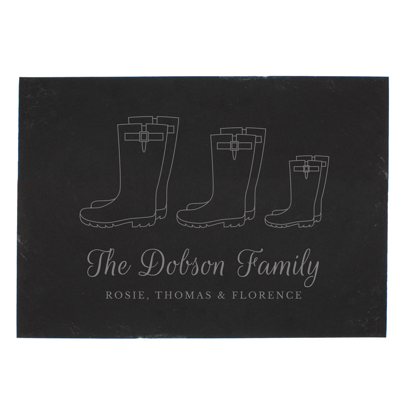 Personalised Welly Boot Family of Three Slate