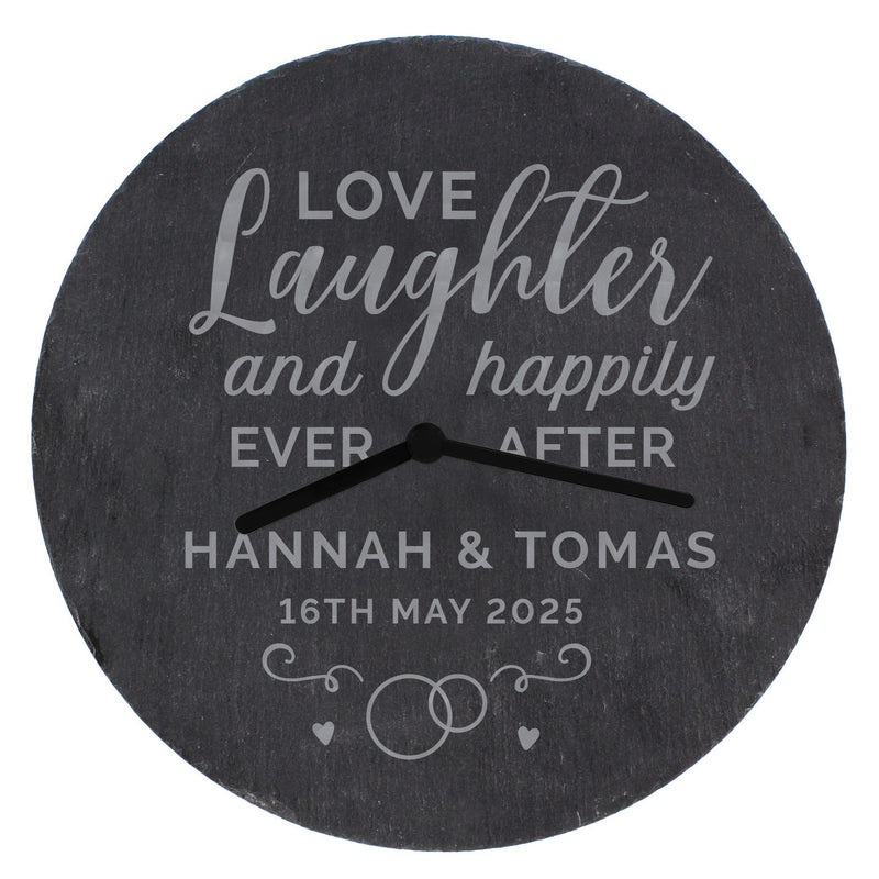 Personalised Love Laughter Slate Clock