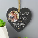 Personalised Wedding Photo Upload Slate Heart Decoration