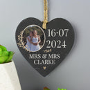 Personalised Wedding Photo Upload Slate Heart Decoration