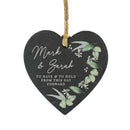 Personalised Botanical Slate Heart Decoration