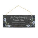 Personalised Memorial Floral Slate Hanging Ornament
