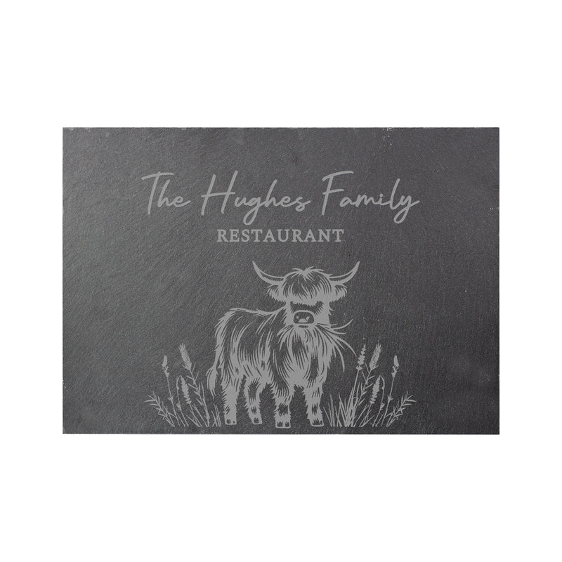 Personalised Highland Cow Slate Placemat