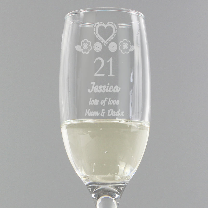 Personalised Birthday Craft Flute Glass