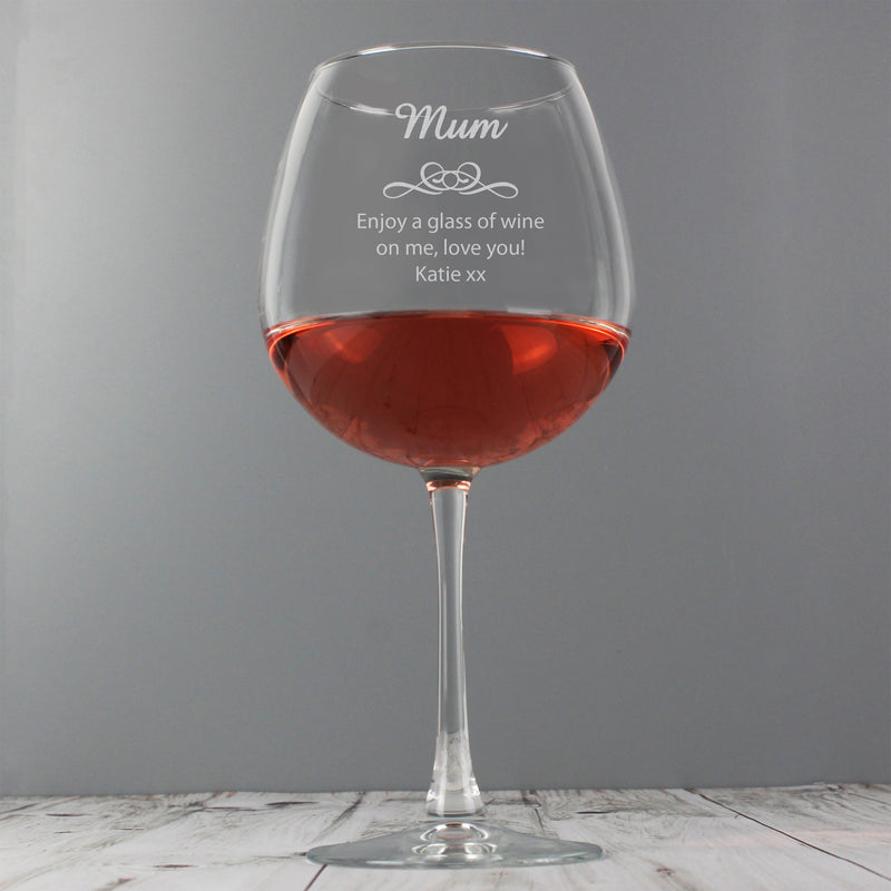 Personalised Decorative Bottle of Wine Glass