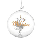 Personalised Gold Glitter Name Only Reindeer Glass Bauble