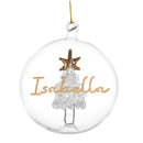 Personalised Gold Glitter Name Only Tree Glass Bauble