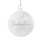 Personalised Silver Glitter Name Only Feather Glass Bauble