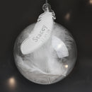 Personalised Name & Date Feather Glass Bauble