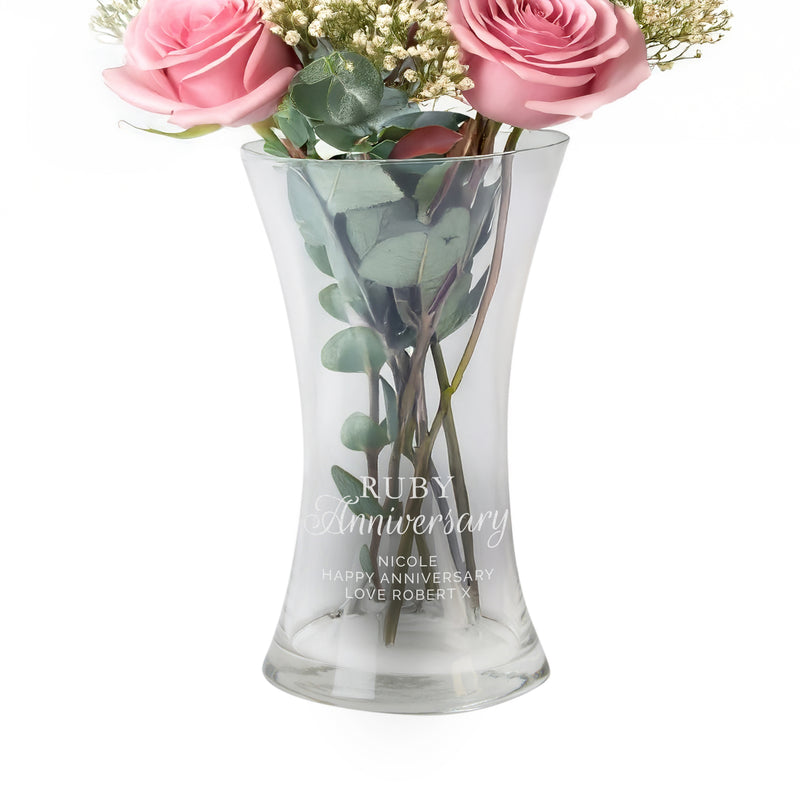 Personalised 'Ruby Anniversary' Glass Vase