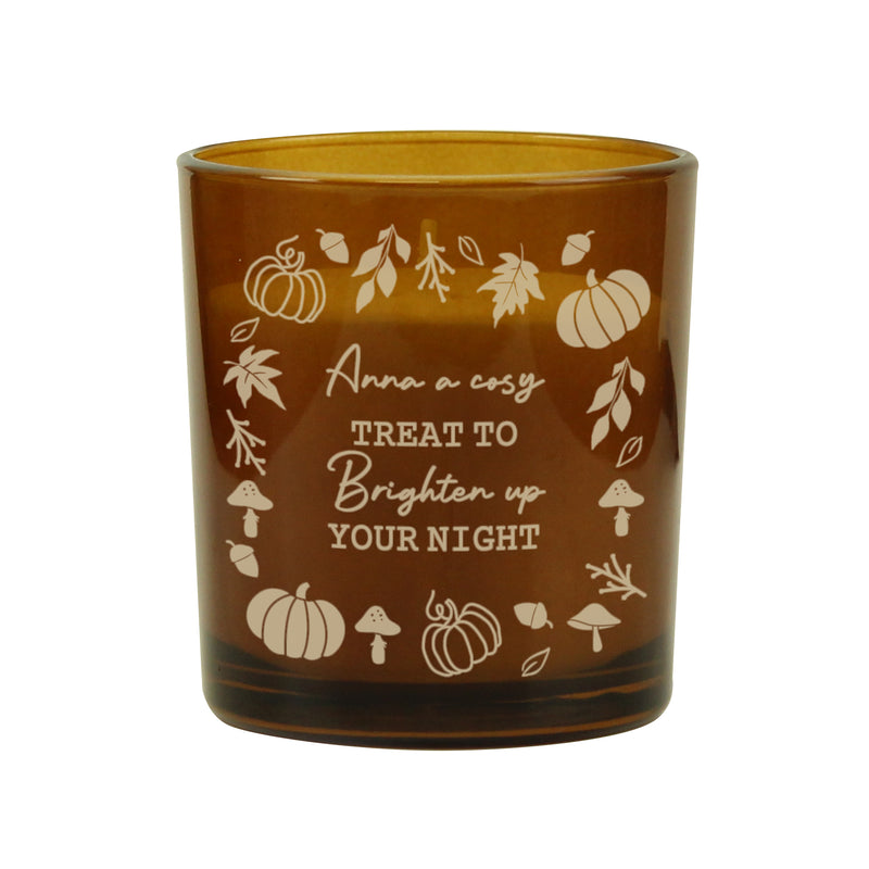 Personalised Pumpkins Amber Glass Candle