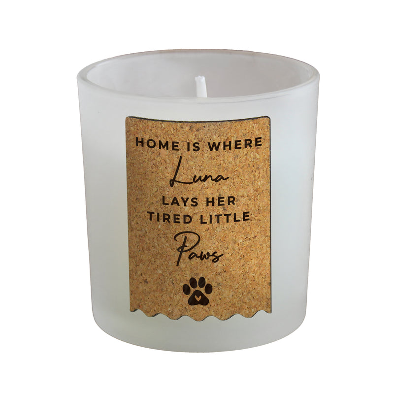 Personalised Paw Print Cork Label Candle Jar
