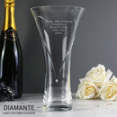 Personalised Large Hand Cut Diamante Heart Vase