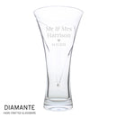 Personalised Mr & Mrs Large Hand Cut Diamante Heart Vase
