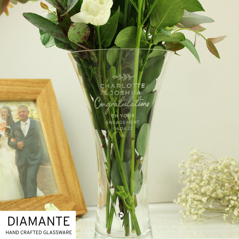 Personalised Hand Cut Diamante Heart Vase
