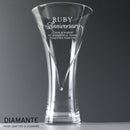 Personalised Ruby Anniversary Large Hand Cut Diamante Heart Vase
