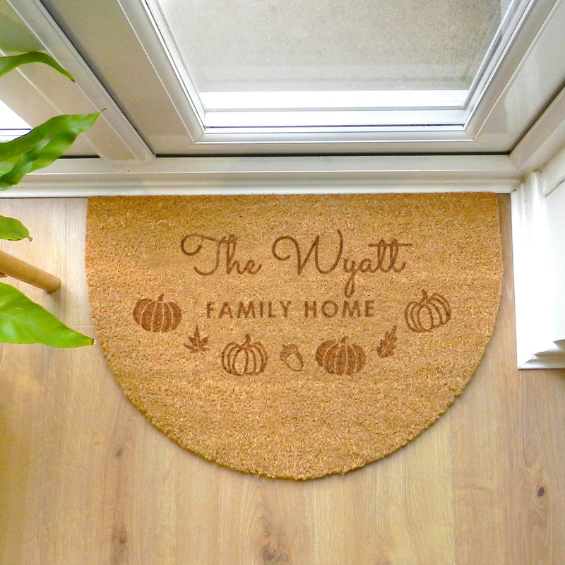 Personalised Pumpkin Half Moon Doormat