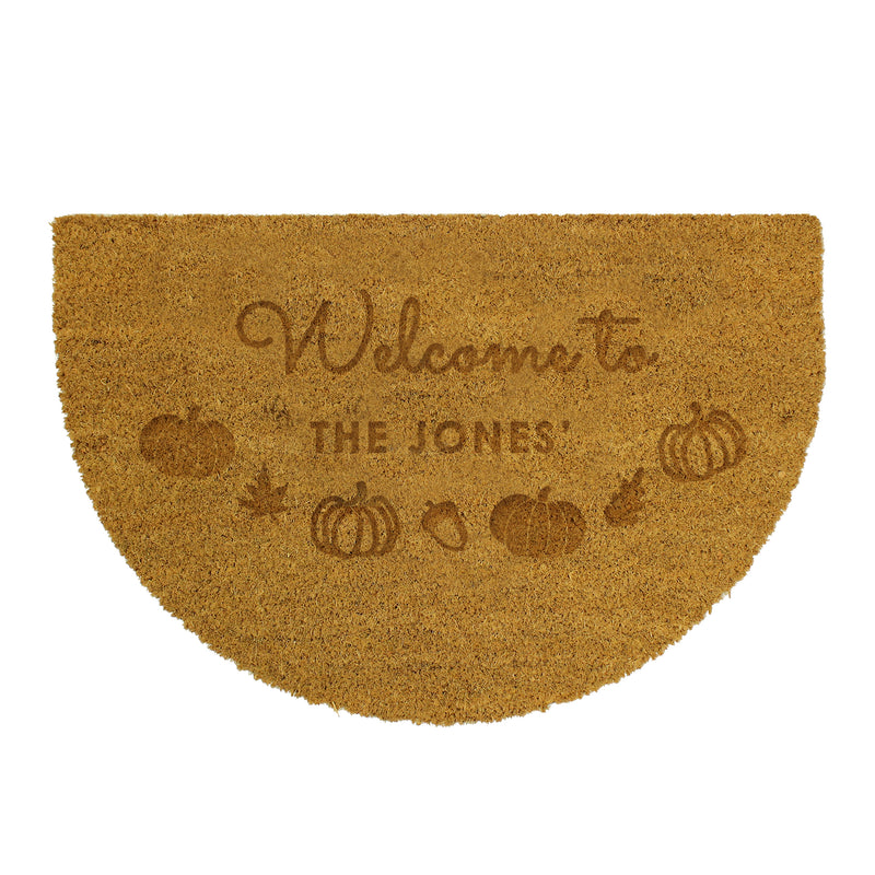 Personalised Pumpkin Half Moon Doormat