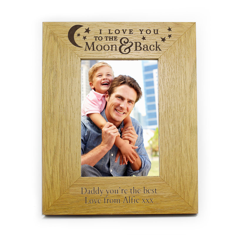 Personalised 'To the Moon and Back' 6x4 Wooden Photo Frame