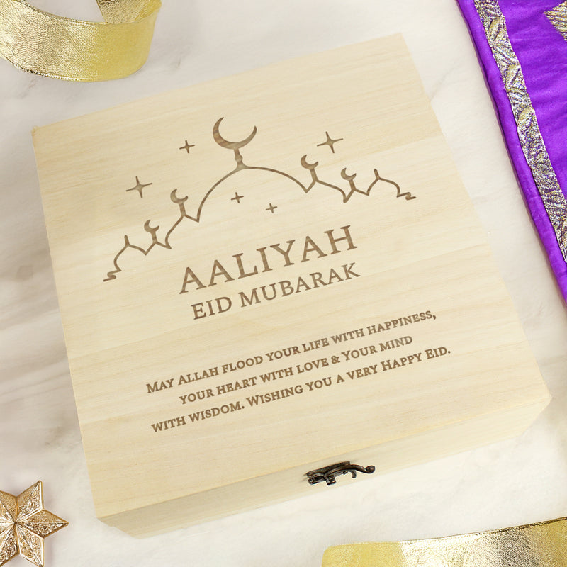 Personalised Eid and Ramadan Large Wooden Keepsake Box