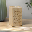 Personalised Love Story Wooden Tealight Holder