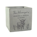 Personalised Highland Cow Concrete Plant Pot