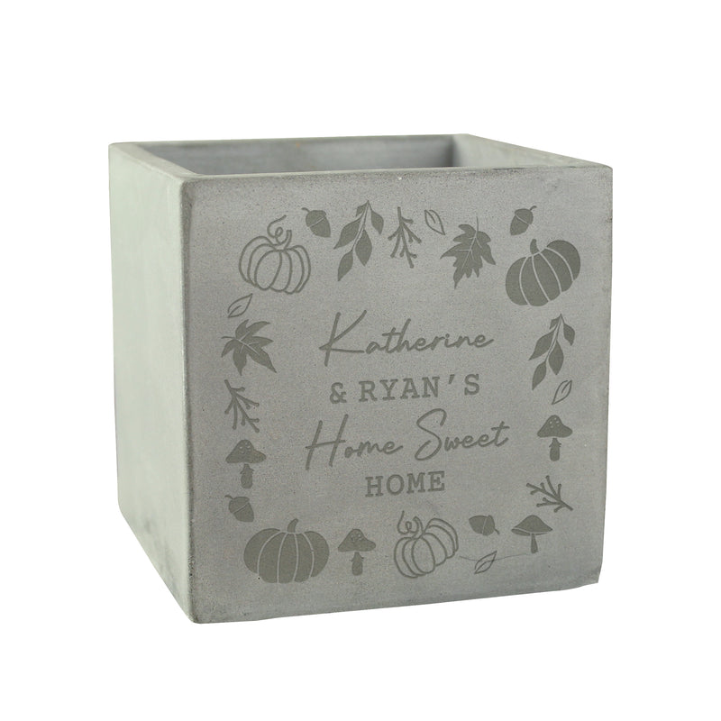 Personalised Pumpkin Concrete Plant Pot