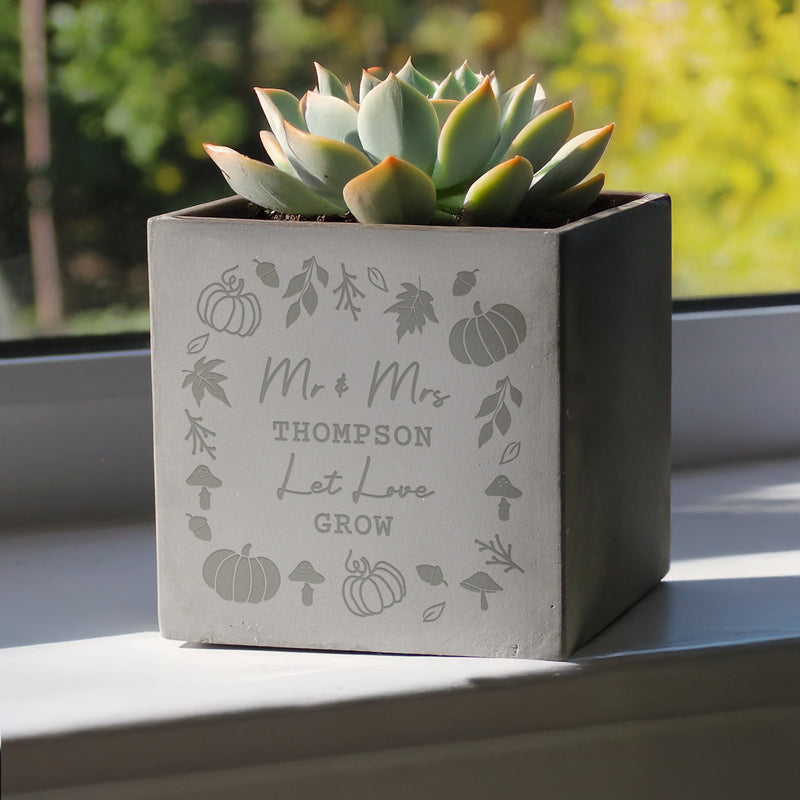 Personalised Pumpkin Concrete Plant Pot
