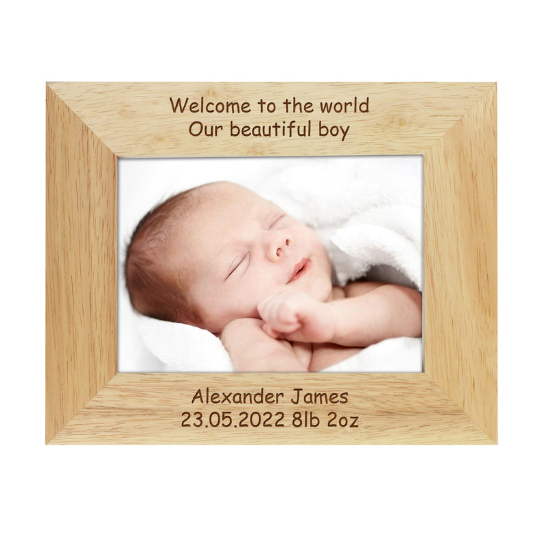 Personalised 5x7 Landscape Wooden Photo Frame