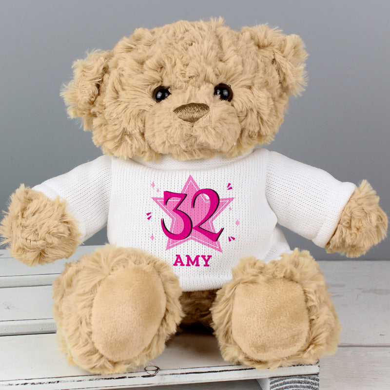 Personalised Pink Birthday Teddy Bear
