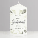Personalised Godparent Leaves Pillar Candle