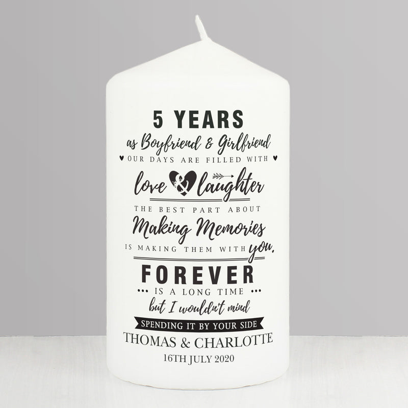 Personalised Typography Anniversary Pillar Candle