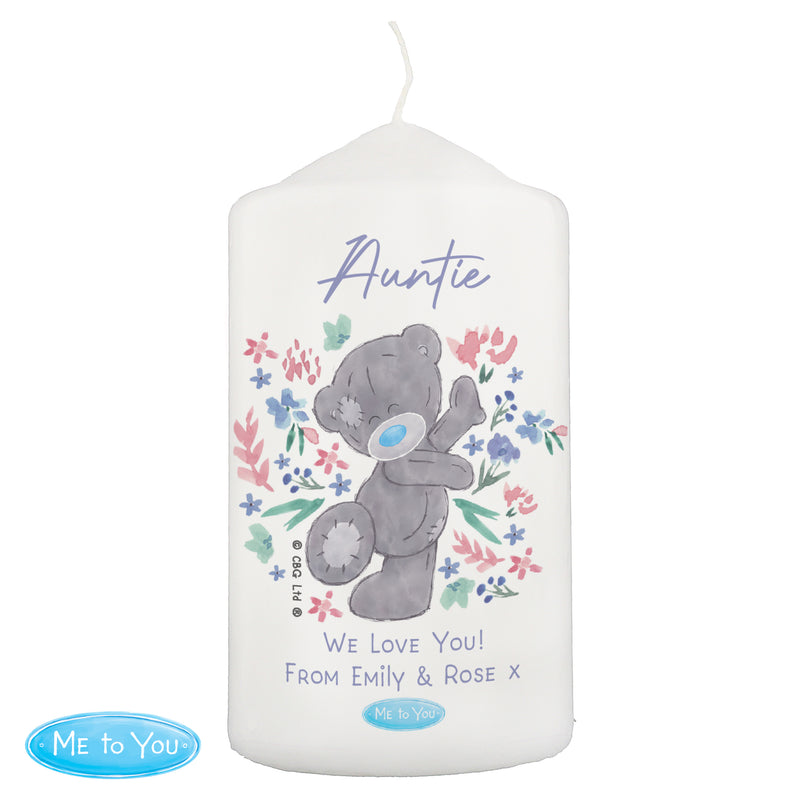 Personalised Me To You Floral Pillar Candle