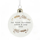 Personalised Gold Wreath Glass Bauble