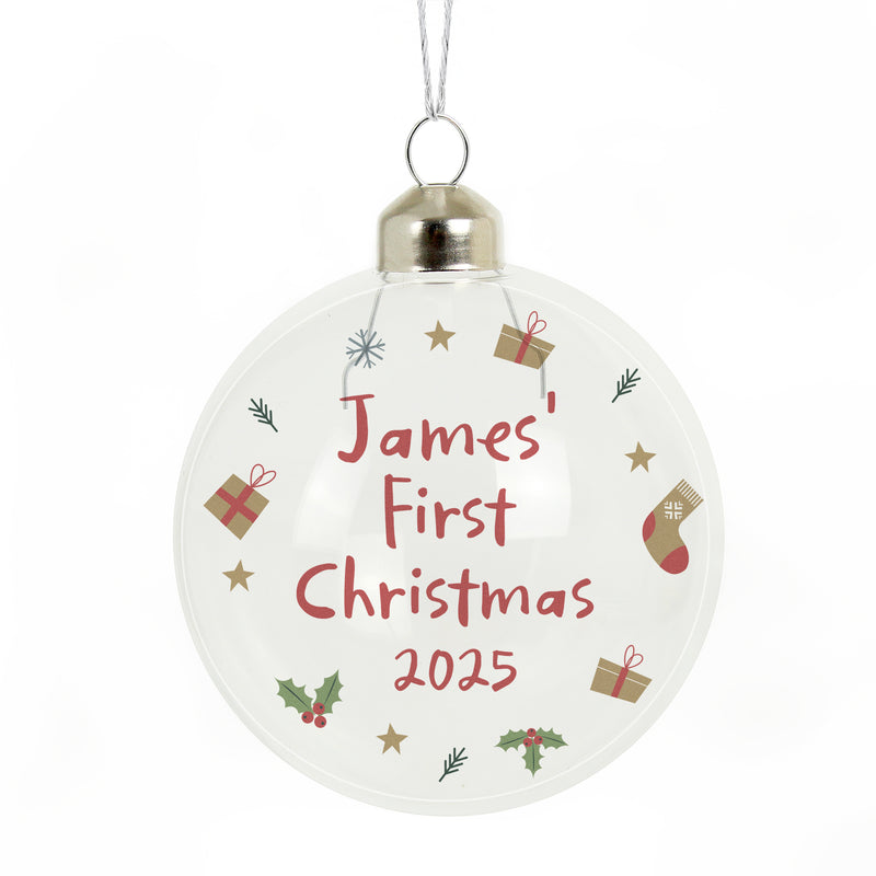Personalised First Christmas Glass Bauble