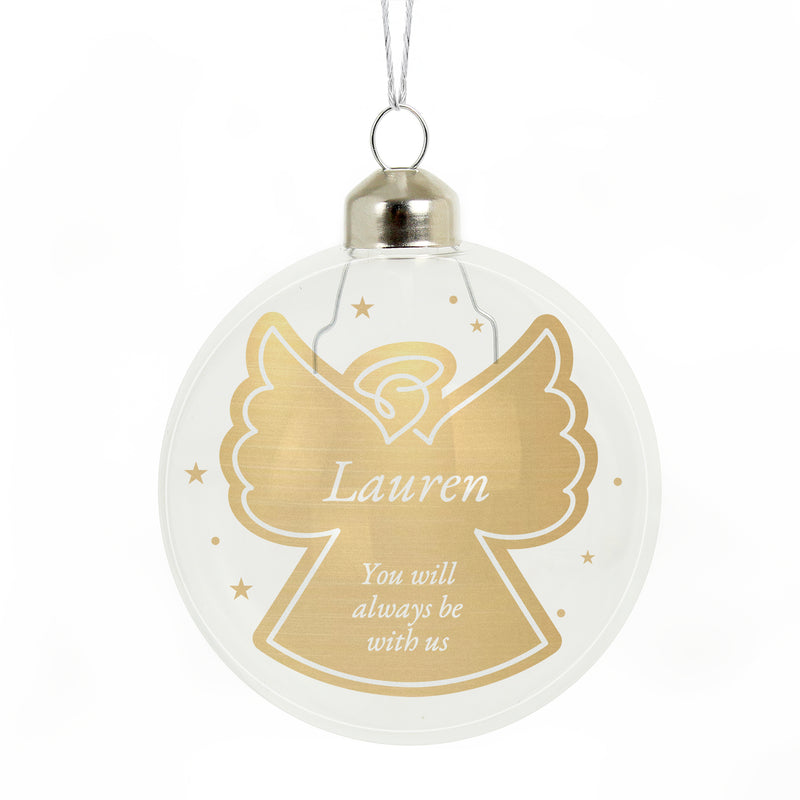 Personalised Gold Angel Name Only Glass Bauble