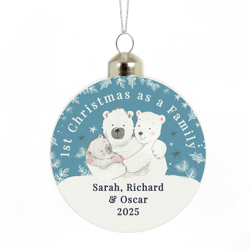 Personalised First Christmas as a Family Glass Bauble