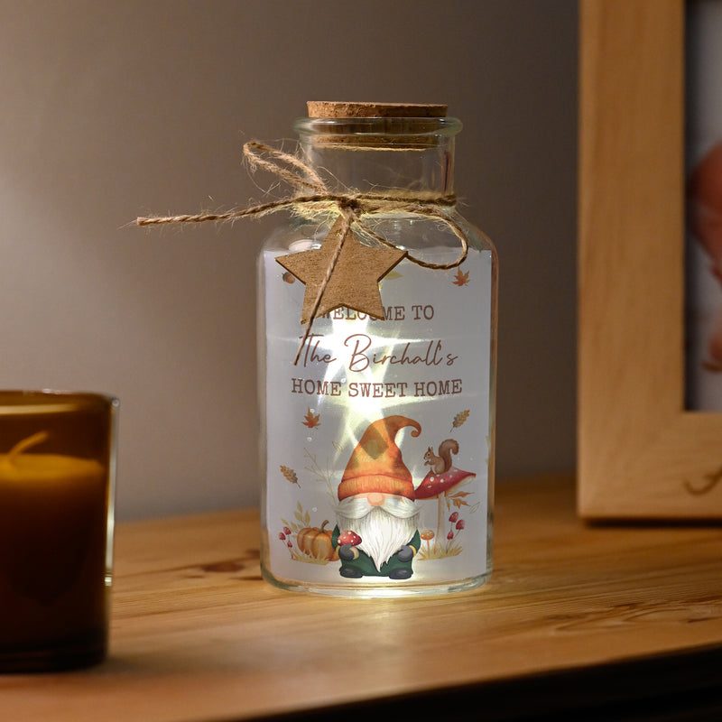 Personalised Autumn Gonk LED Light Up Jar