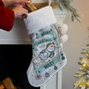 Personalised The Snowman and the Snowdog Luxury Silver Grey Stocking