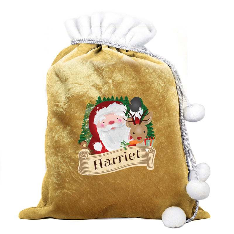 Personalised Christmas Santa Gold Sack