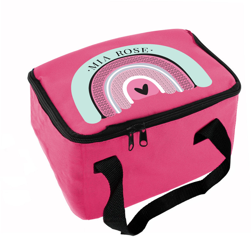 Personalised Rainbow Pink Lunch Bag
