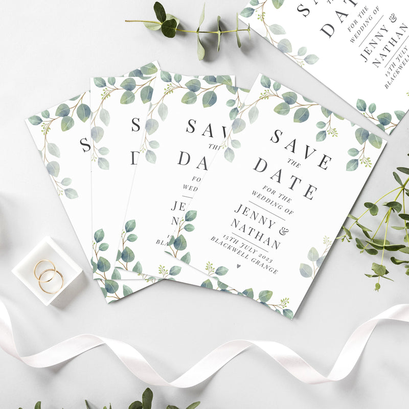 Personalised Botanical Wedding Save the Dates Pack of 36