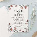 Personalised Pink Floral Set of 36 Wedding Save the Dates