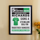 Personalised Football News Black Poster Frame